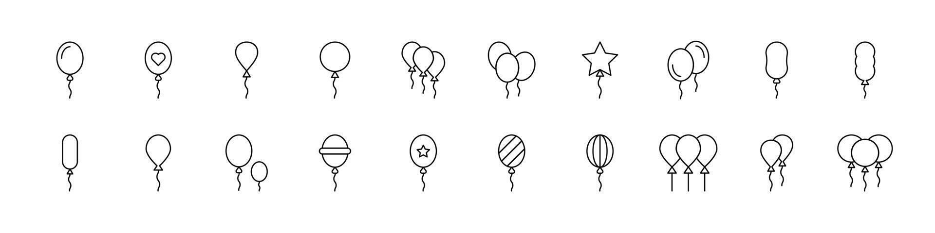Holiday Ballon Icon Set for UI, Placards, Books, Apps. Editable Stroke. Suitable for Web Sites, Books, Cards, Apps vector