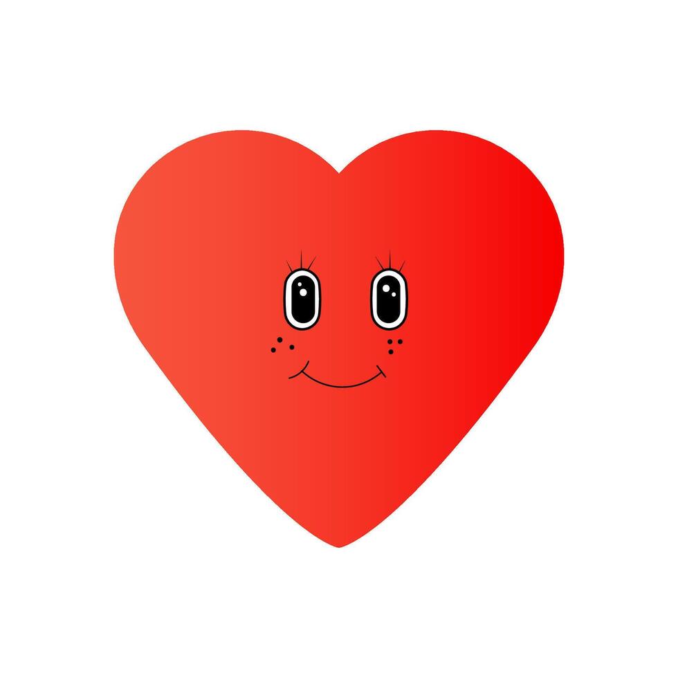 Happy cheerful red heart in groovy style. vector