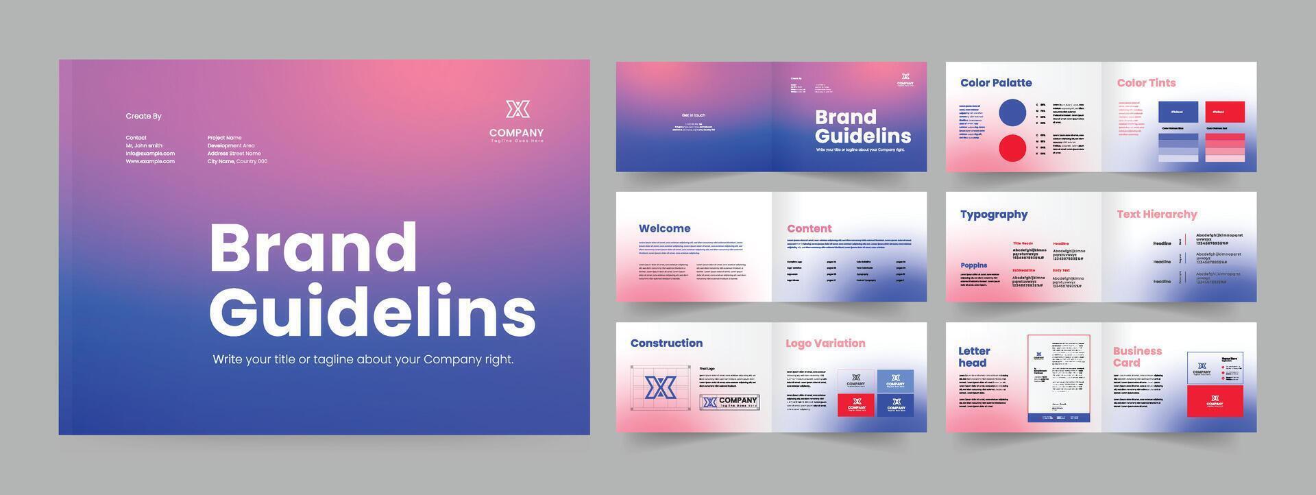 Brand Guideline Presentation Brand Guide Template Brand Guideline Layout vector