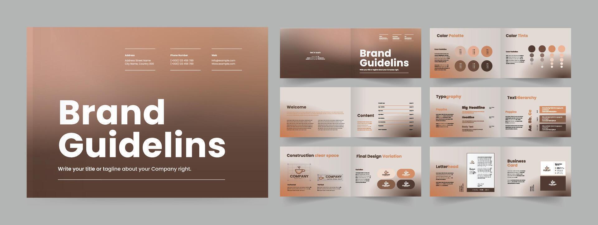 Brand Guideline Landscape Brand Guideline Presentation Template vector