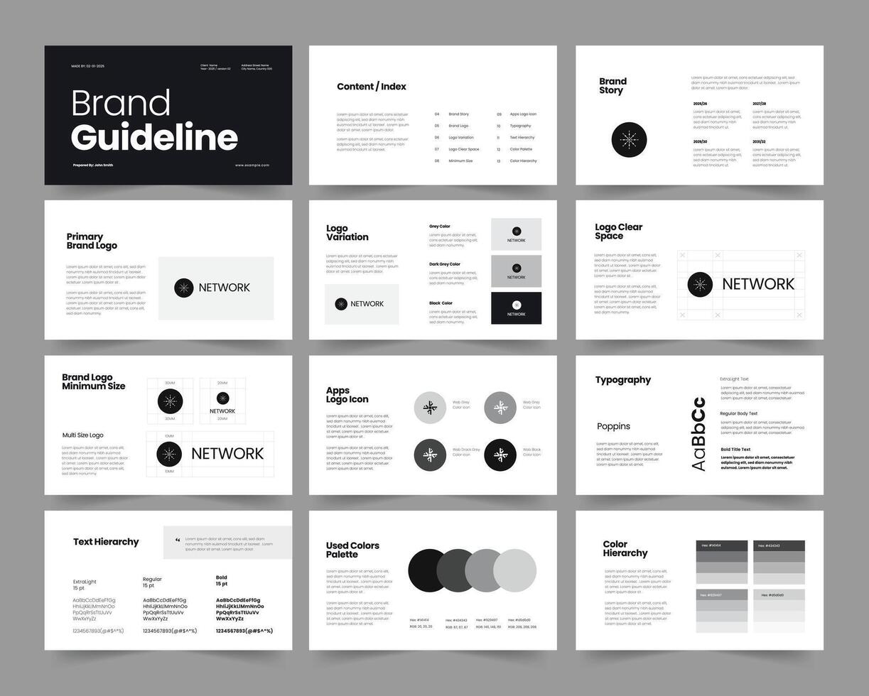 brand guidelines presentation template, brand guideline slide design, logo guideline layout vector