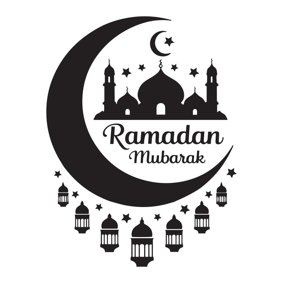Ramadan Mubarak Lantern Silhouette Design vector