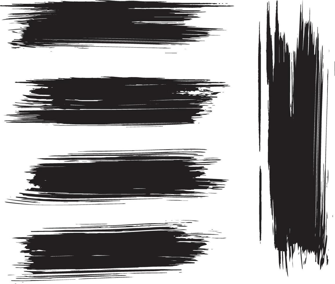 set of black brush stroke vector
