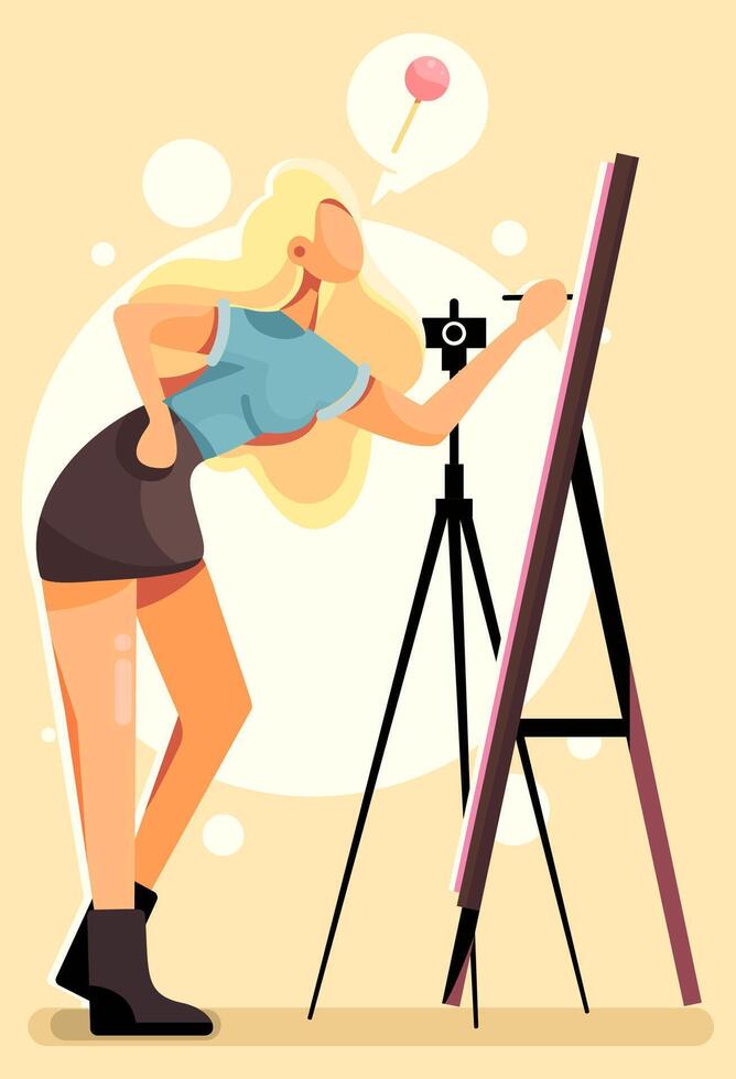 photographer girl in studio illustration vector