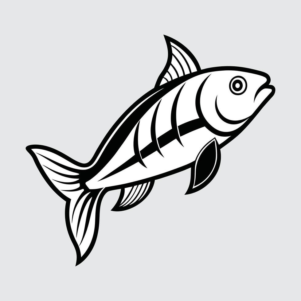 Fish Icon Black and White. vector