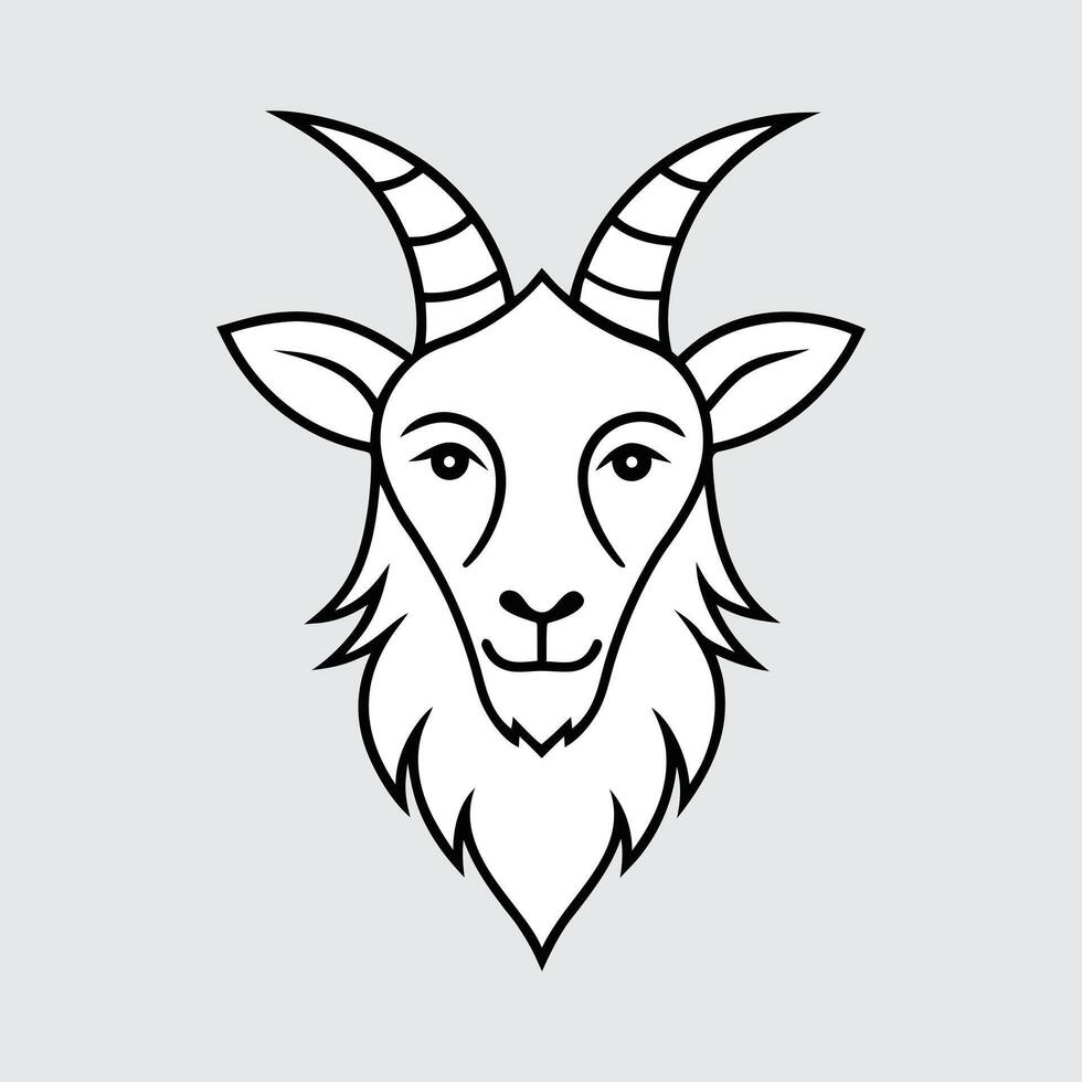 Goat head design line drawing icon. vector