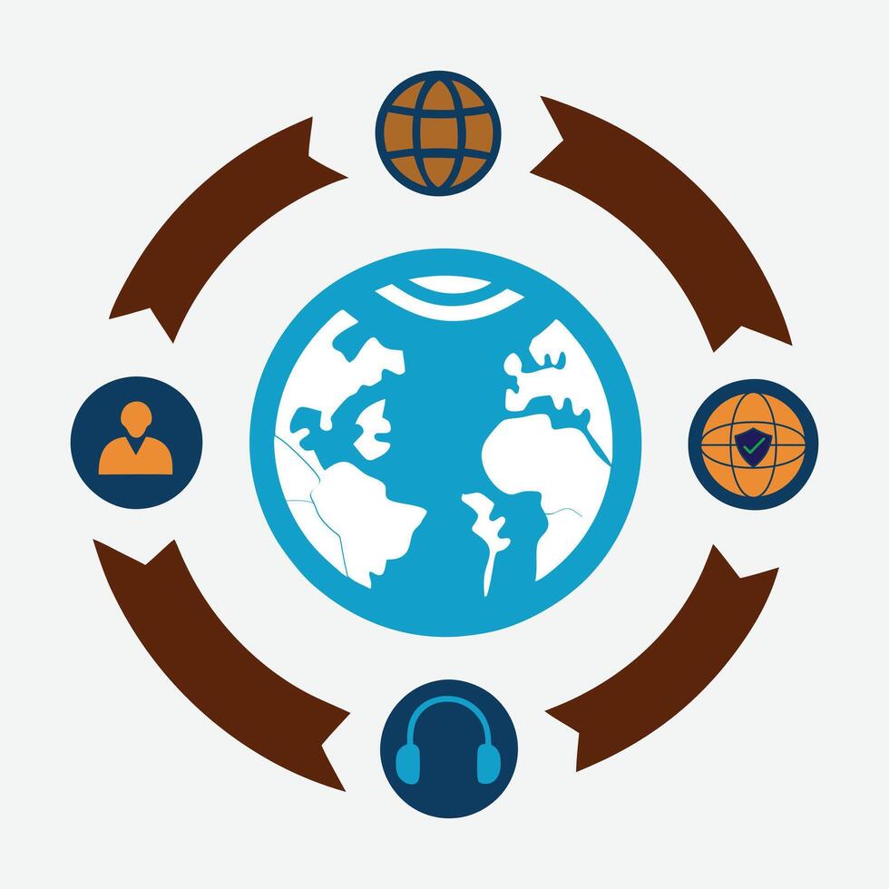 Global Icon for Worldwide Technology. vector
