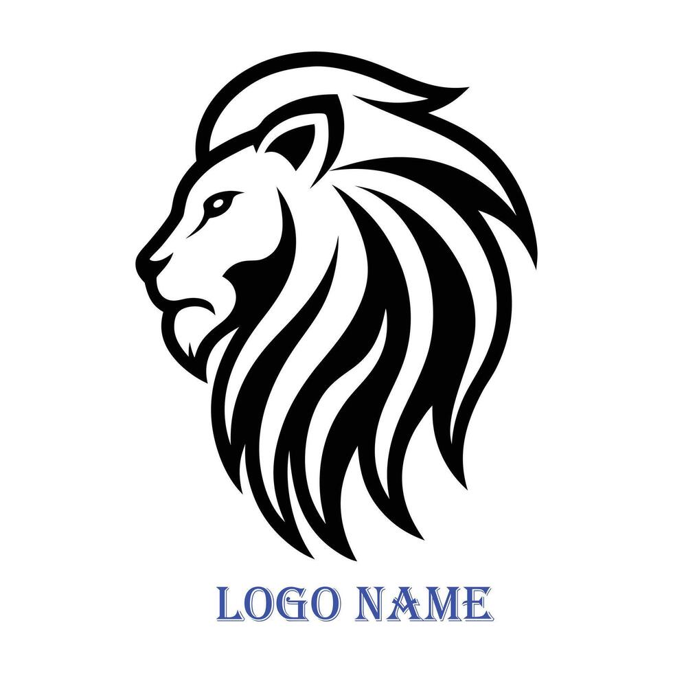 Lion Logo Design Iconic Head and Stylish Text. vector