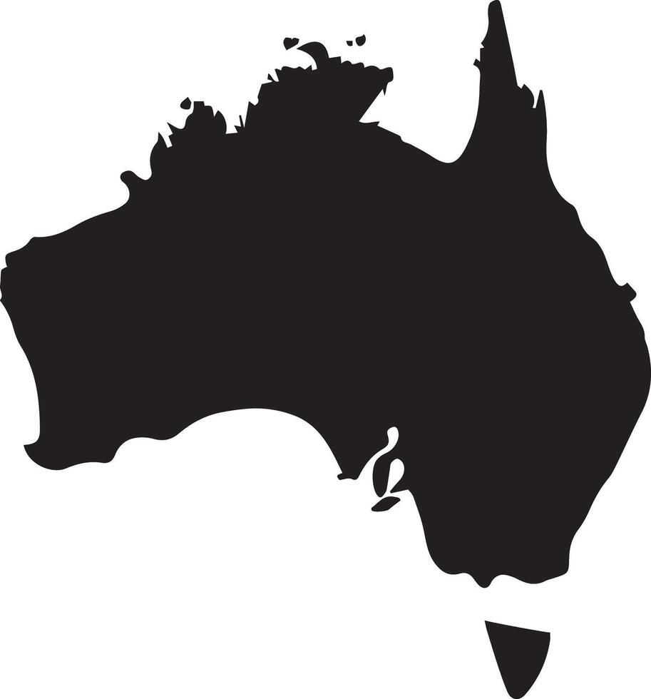 Australian continent map illustration isolated on white background. Australian silhouette map vector