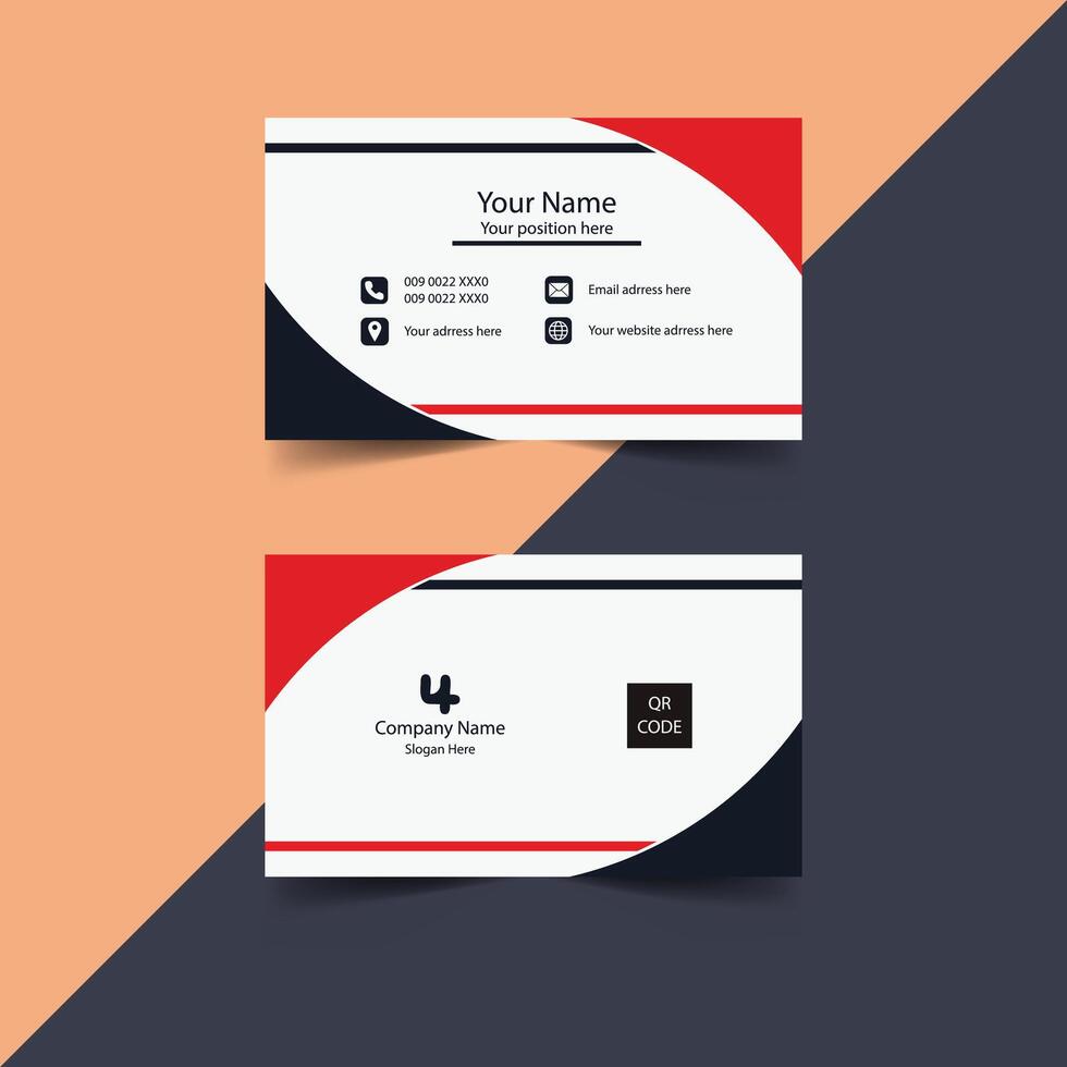 creative business card design with black white and red color vector