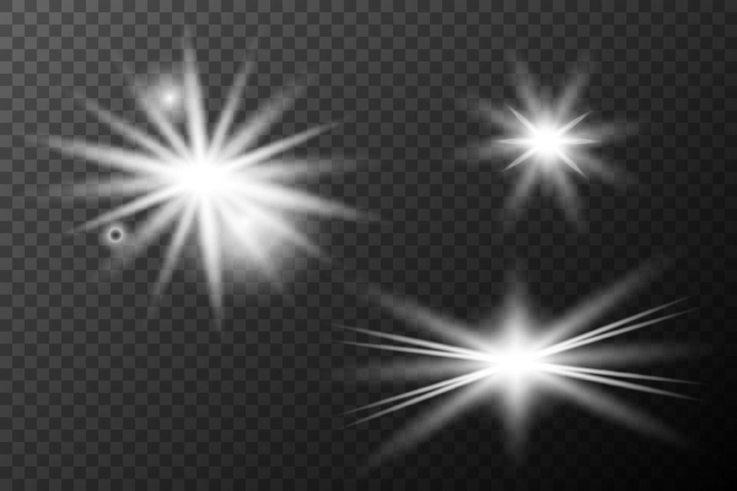 a set of white light stars on background vector