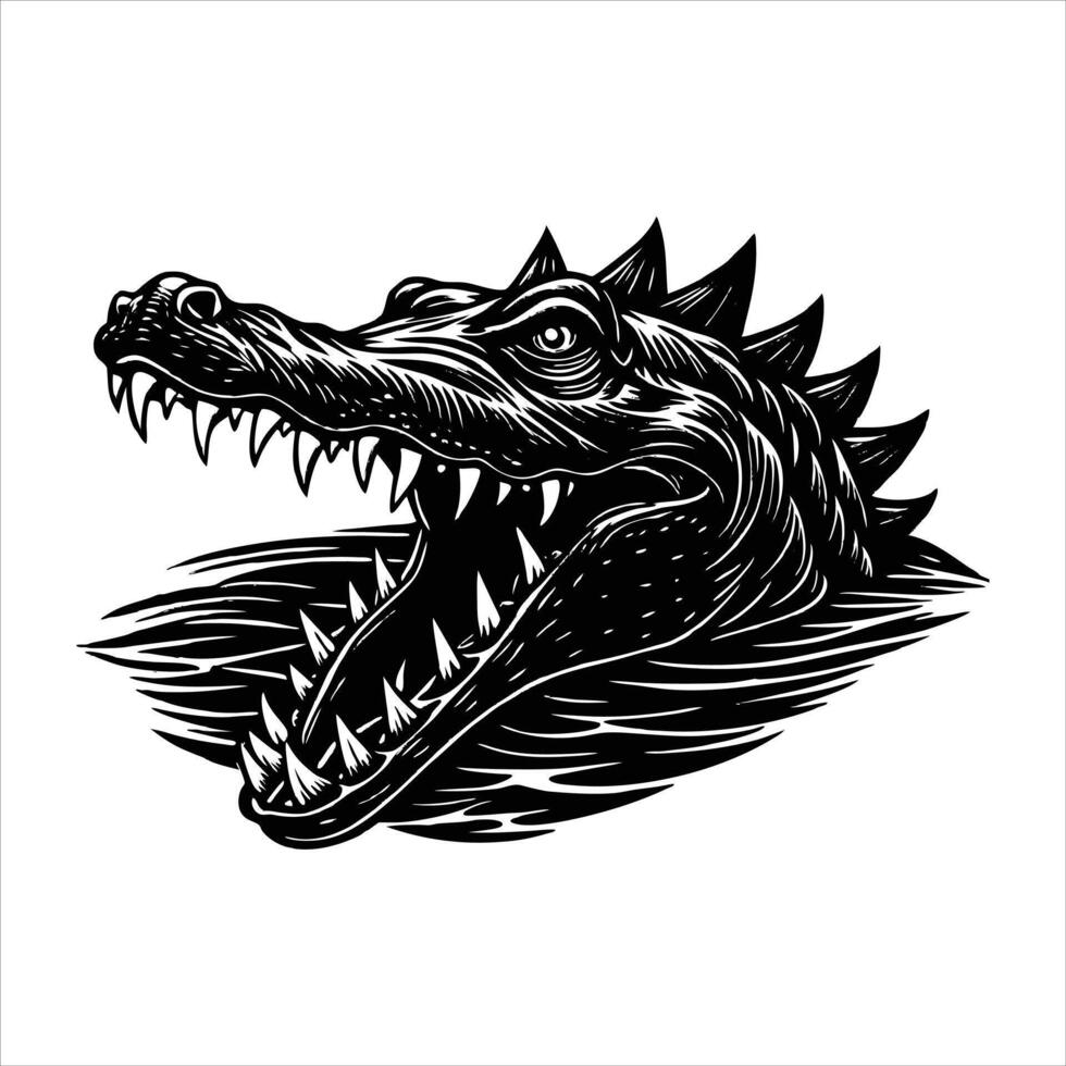 Close up on crocodile in neon light vector