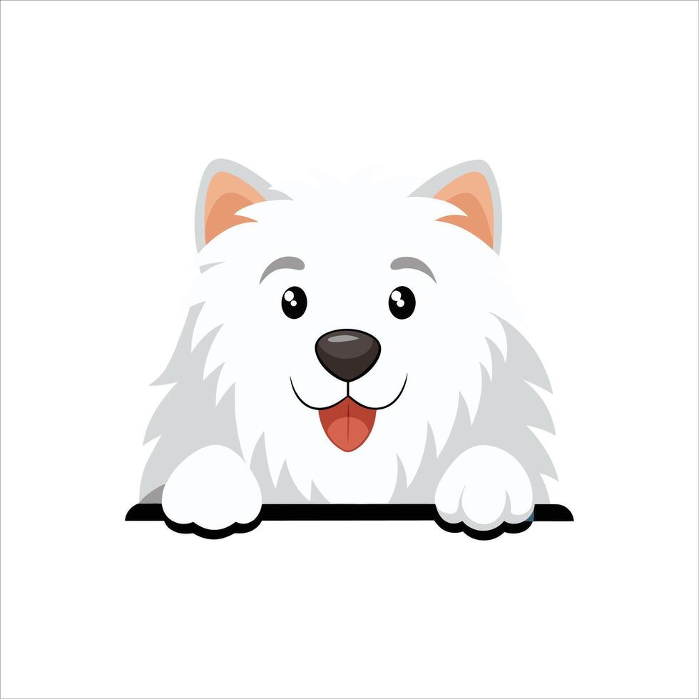 Cute Maremma Sheepdog Peeking Face Black and White vector
