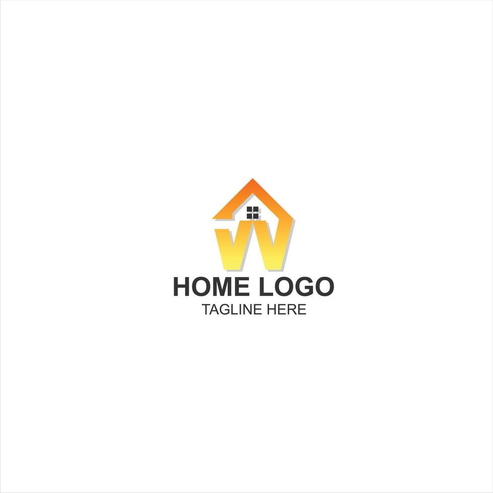 letter w logo icon for building or home with creative illustration vector