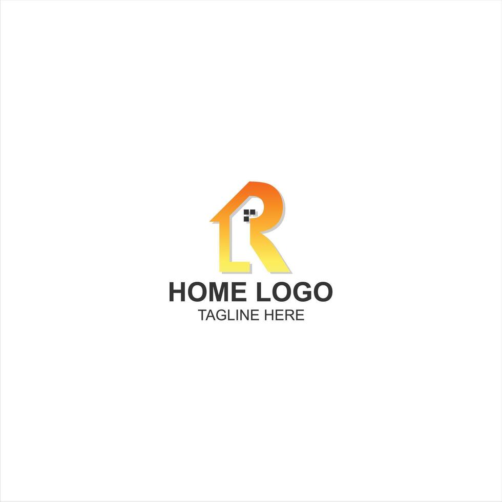 letter r logo icon for home or building development with creative illustration vector