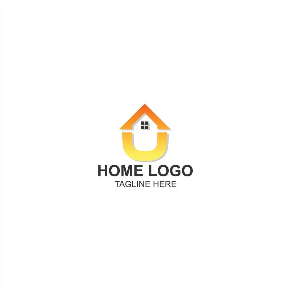 letter u logo icon for home or company with creative illustration vector