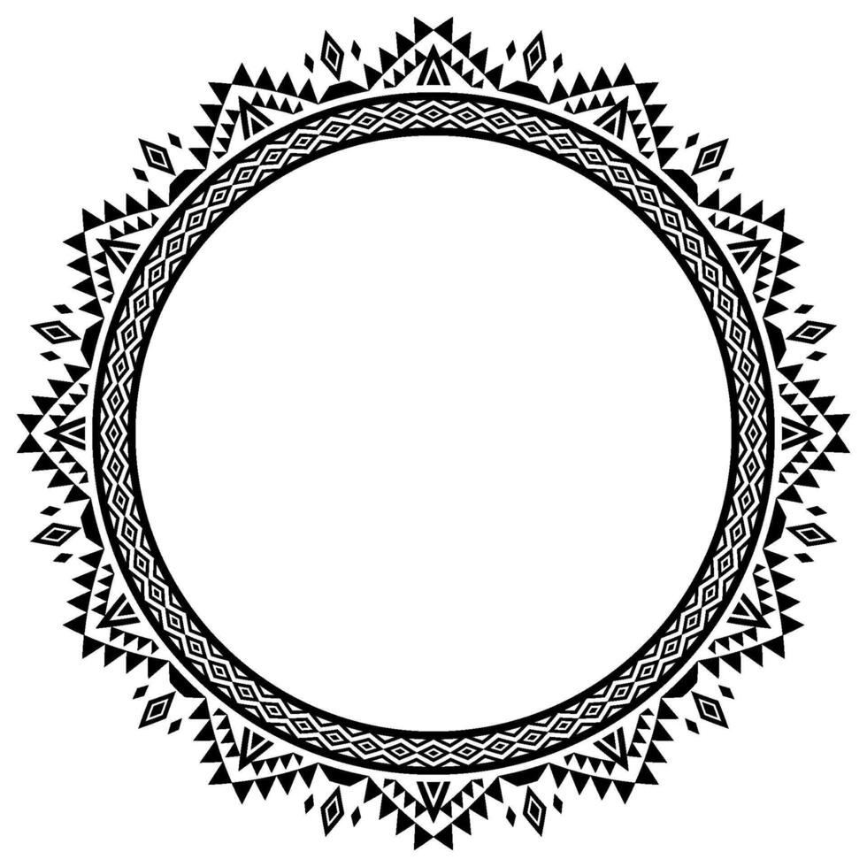 Luxurious Ethnic Aztec Tribal Frame Border with Circular Flourish Pattern. vector