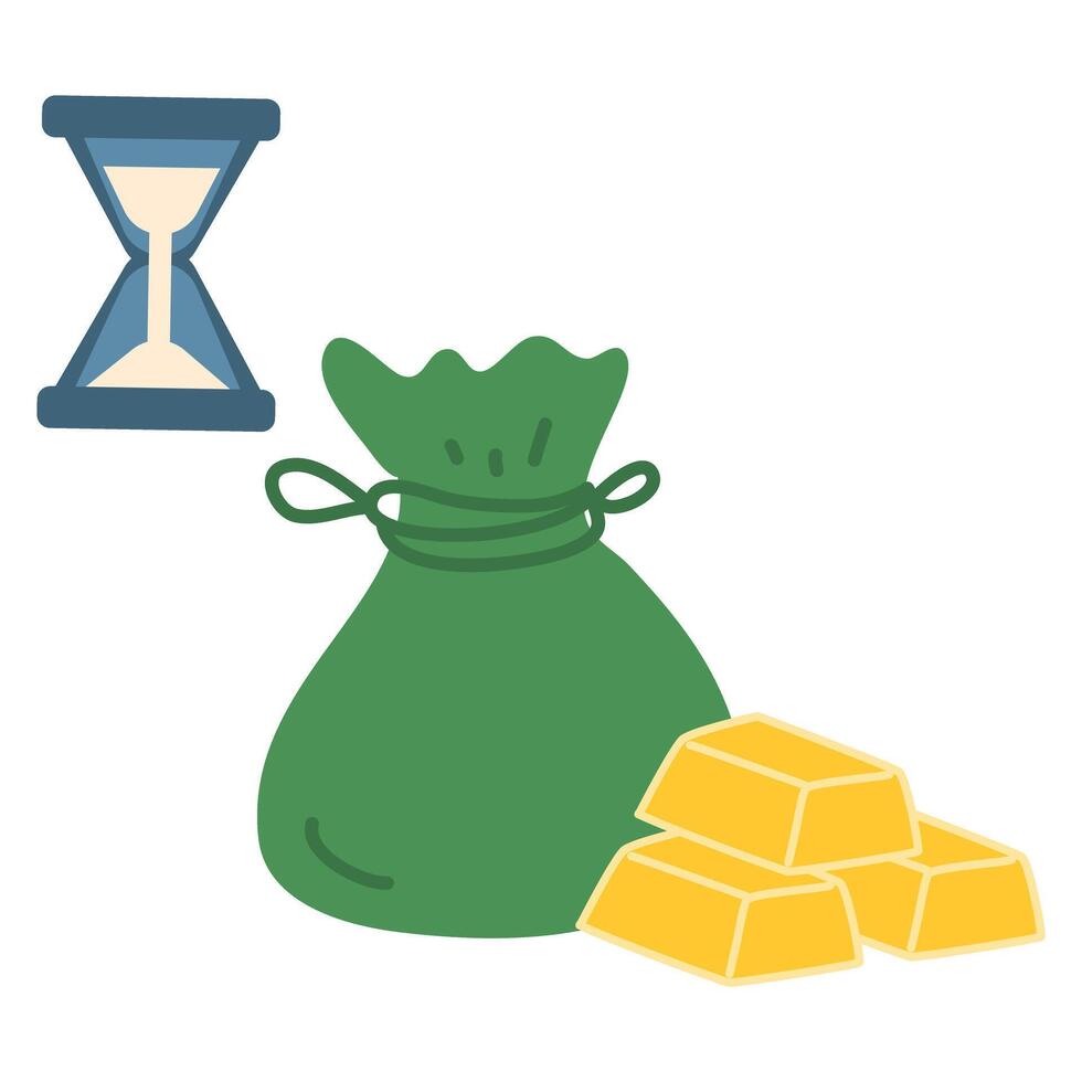 A lot of money and gold bar illustration vector
