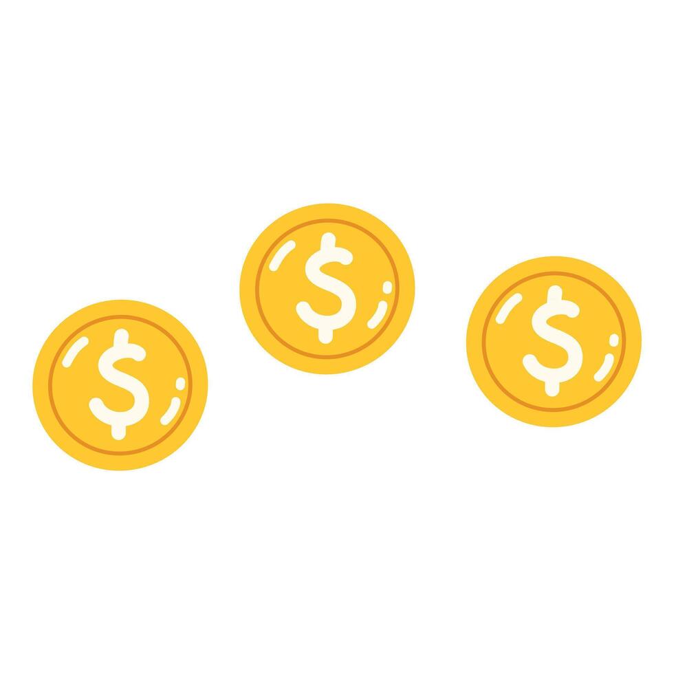 gold cent coin flat illustration vector