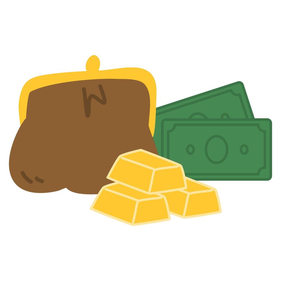 Finance and money concept, gold bar and bill vector