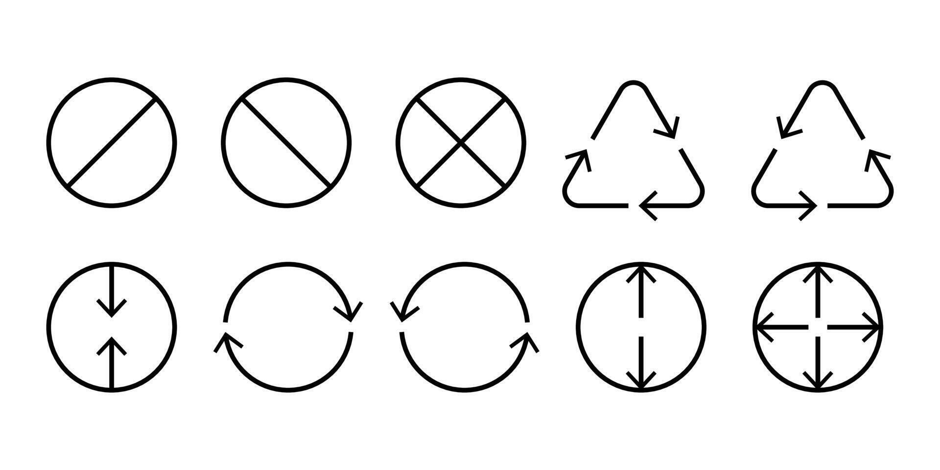 Line Icons Showing Directions and Actions. Refuse, deduce, reuse, recycle icons. vector