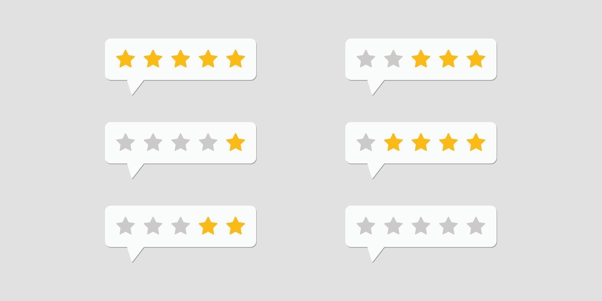 Five star rating displayed in a speech bubble. Feedback, Review and rate us concept. vector