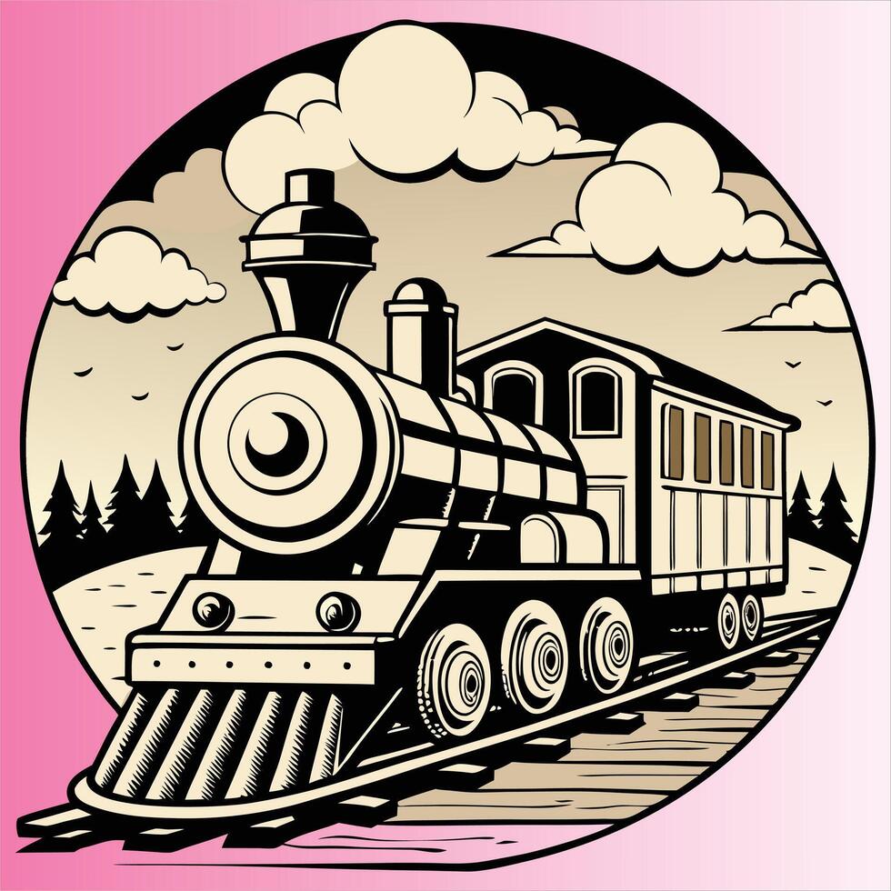 Front view of a locomotive powered diesel. vector