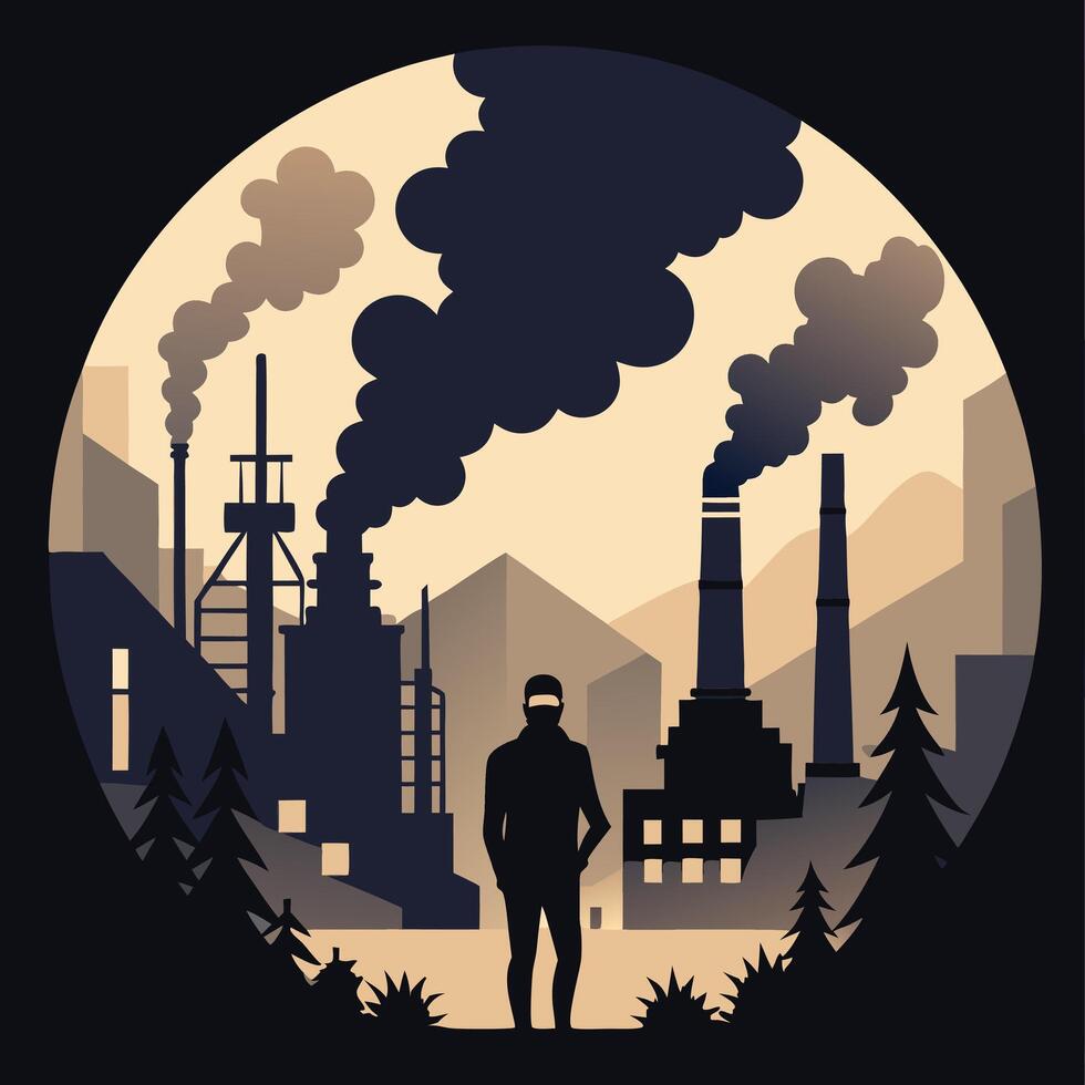 Industrial pollution coronavirus particles icon. vector