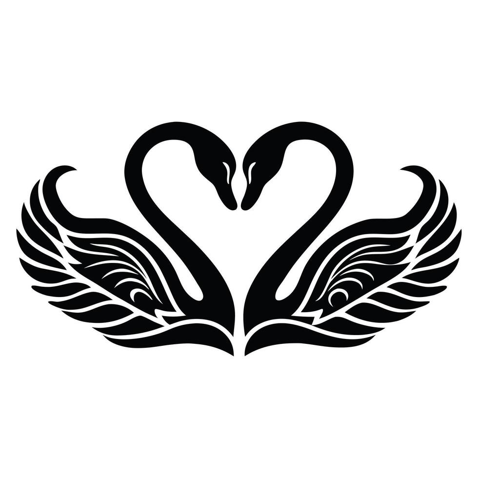 Swan black and white illustration stylized. vector
