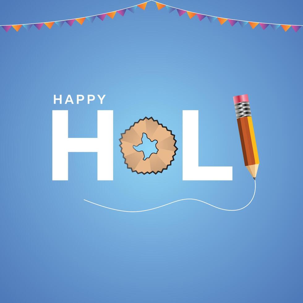 Happy Holi with Pencil Creative Banner Design vector