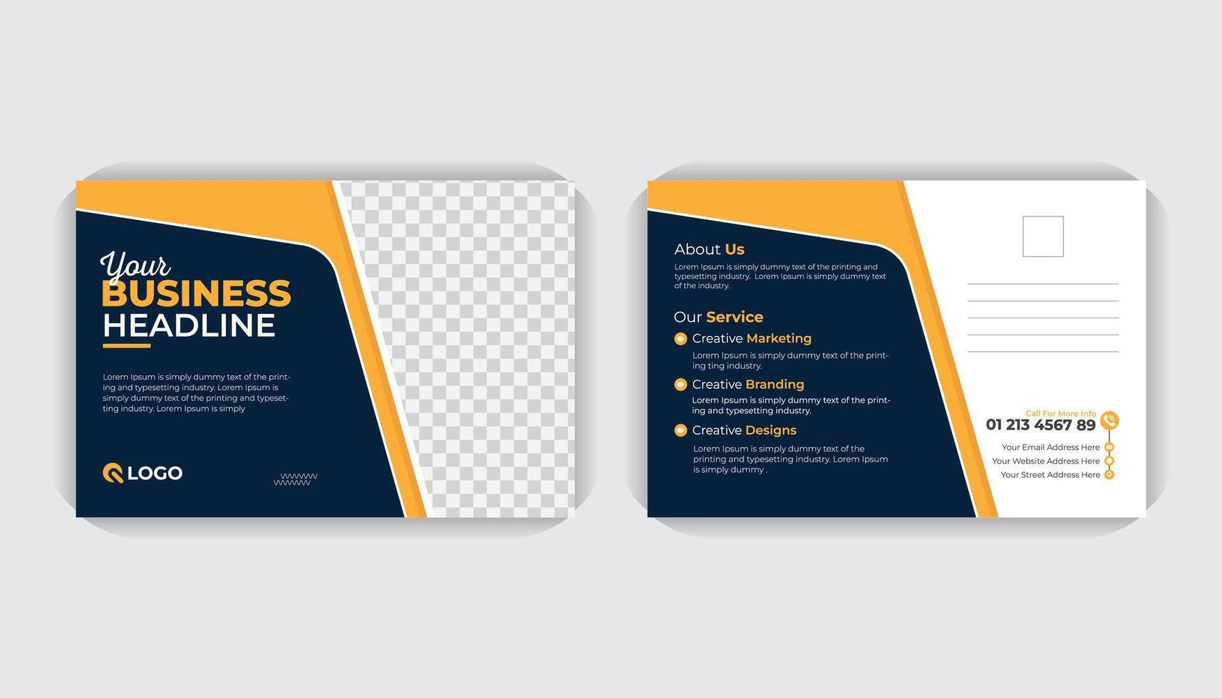 Double sided Landscape poster or postcard design template, business promotion postcard or EDDM design. vector