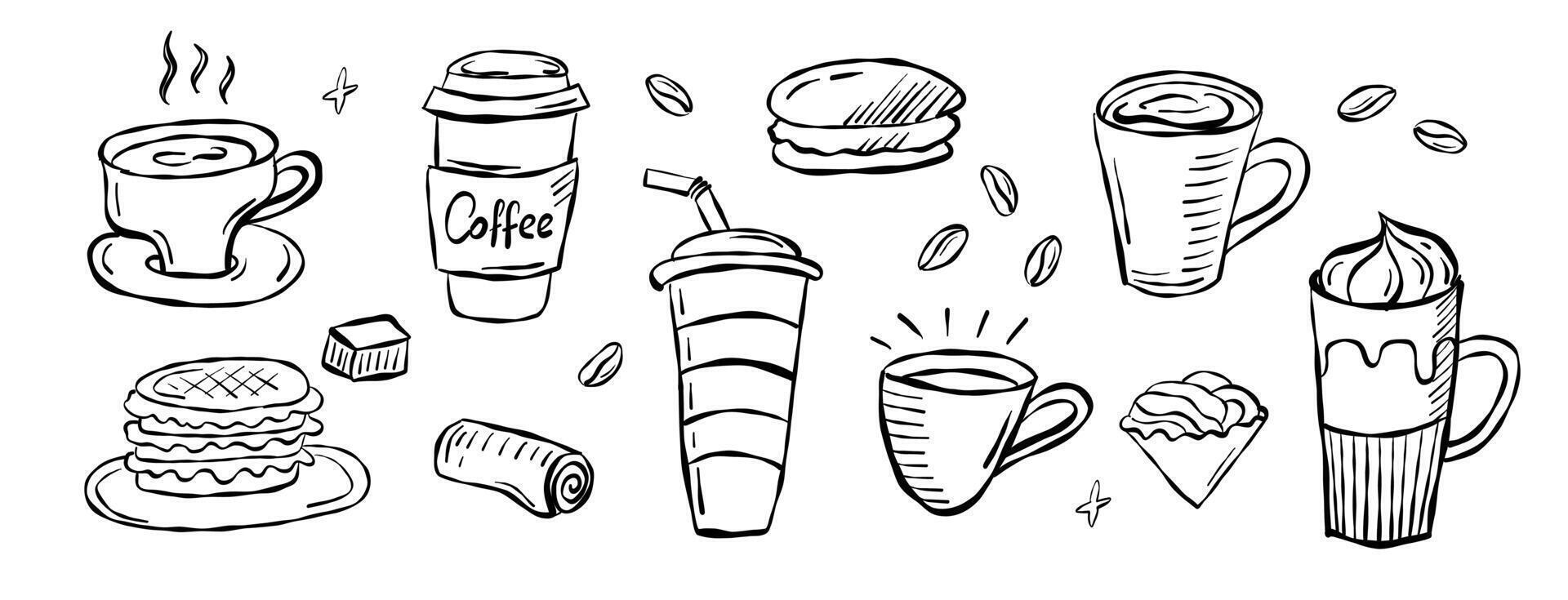 Delicious assortment of coffee and pastries displayed on a minimalist background vector