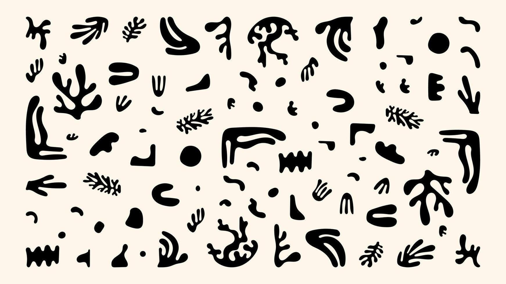 Abstract Hand-Drawn Plant Shapes Minimalistic black-and-white organic forms in a modern Matisse-inspired style. Perfect for collages, prints, and trendy design templates vector