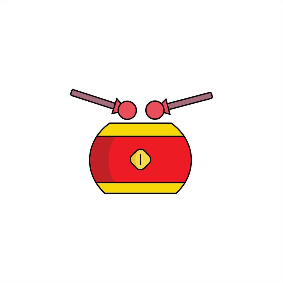 a red drum with two sticks on top vector