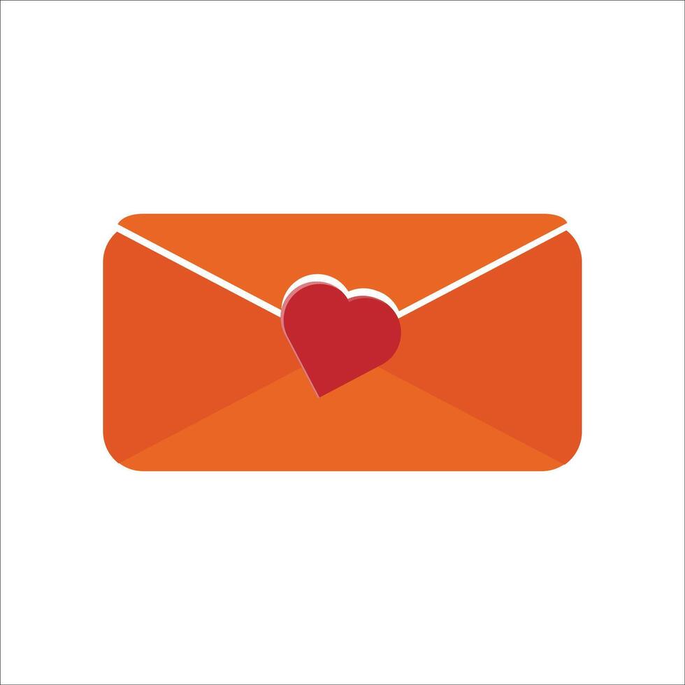 an orange envelope with a heart inside vector