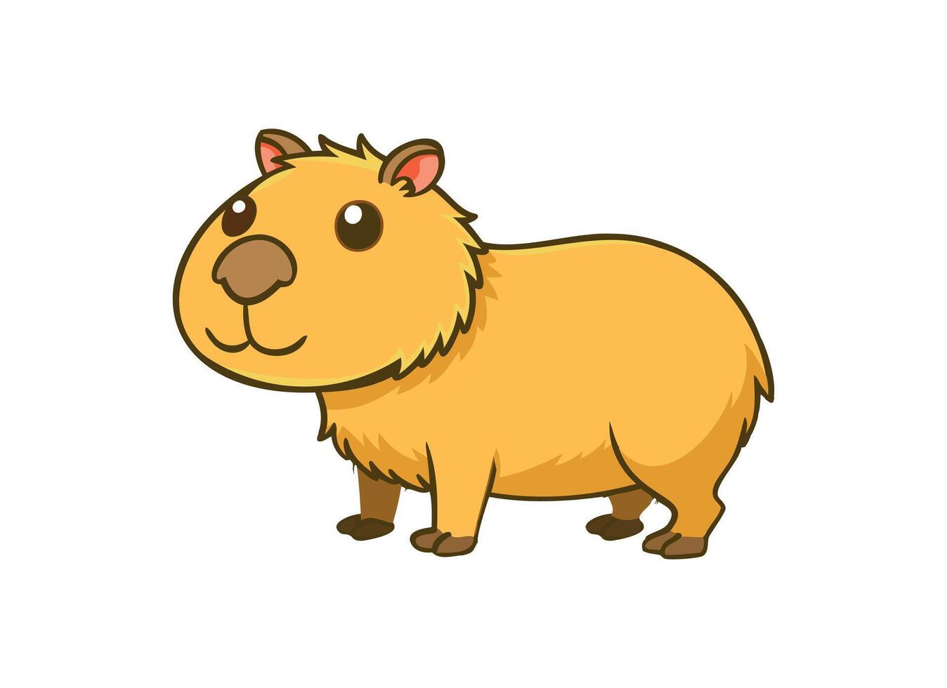 Cartoon Capybara Illustration - Cute Animal Drawing on White Background vector