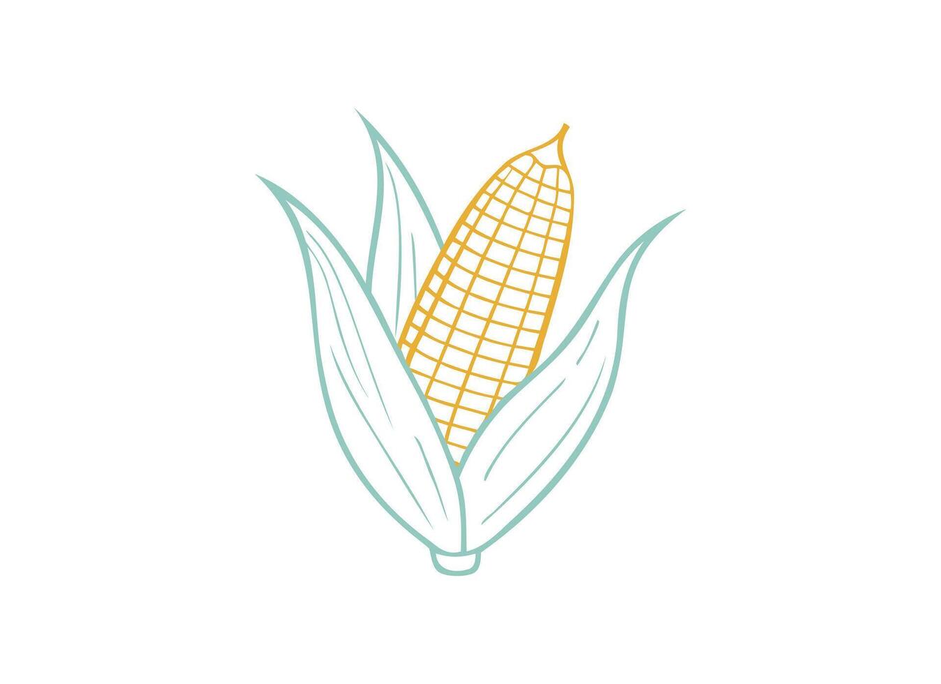 Minimalistic Corn Illustration - Simple Design of Corn on the Cob vector