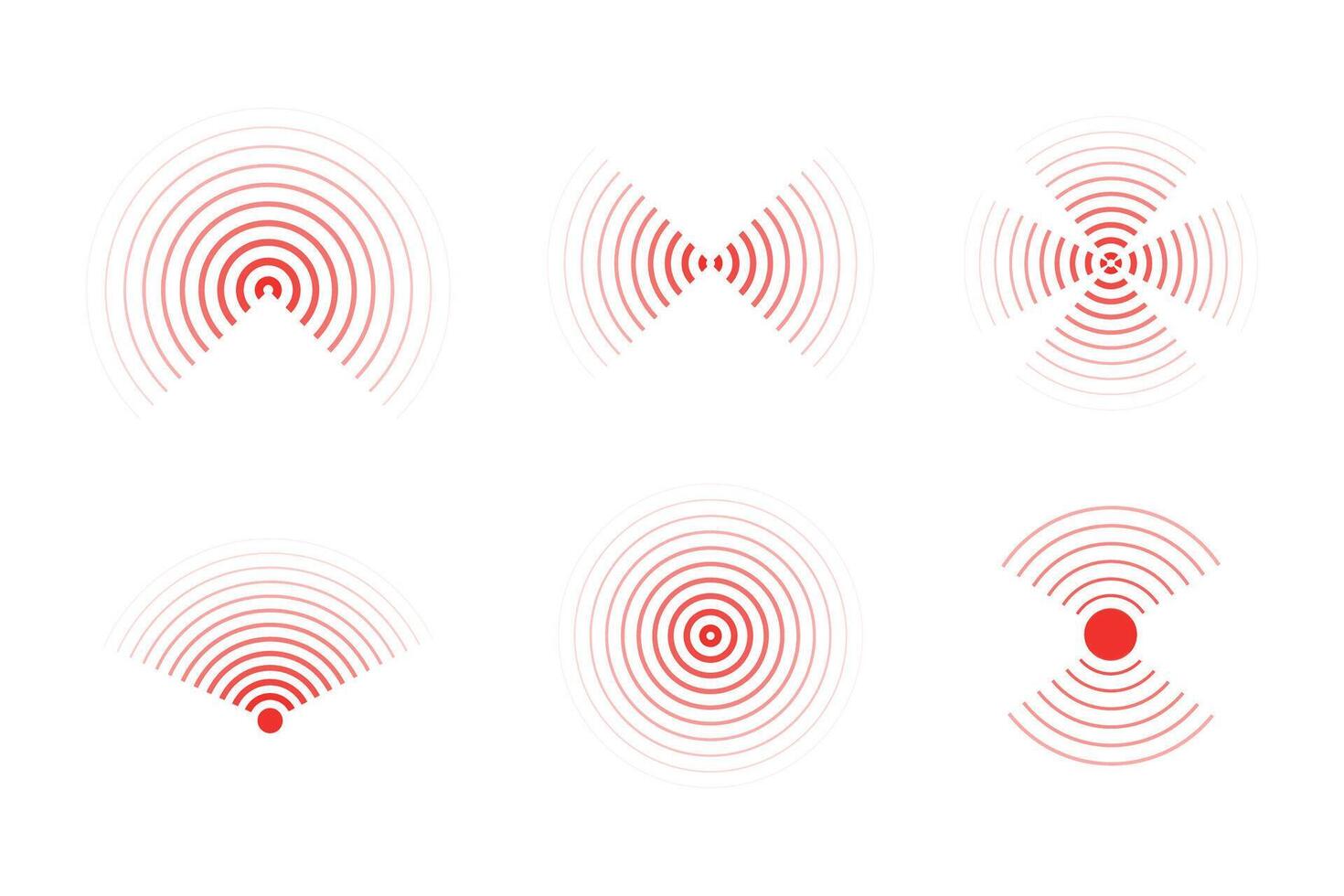 Sonar sound waves icons wireless wifi, radial line media, Radio, radar station signal. Scan, rings circle ripples vector