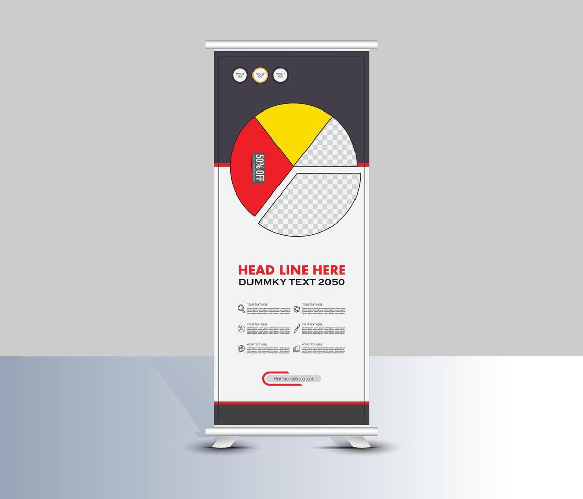 Modern corporate dark roll up banner template design vector