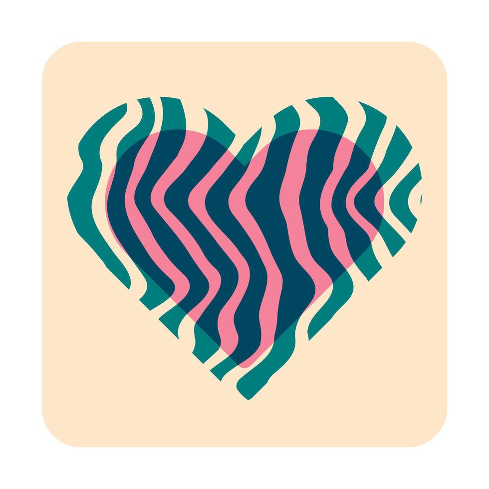 Stylized illustration of a heart. Postcard, poster vector