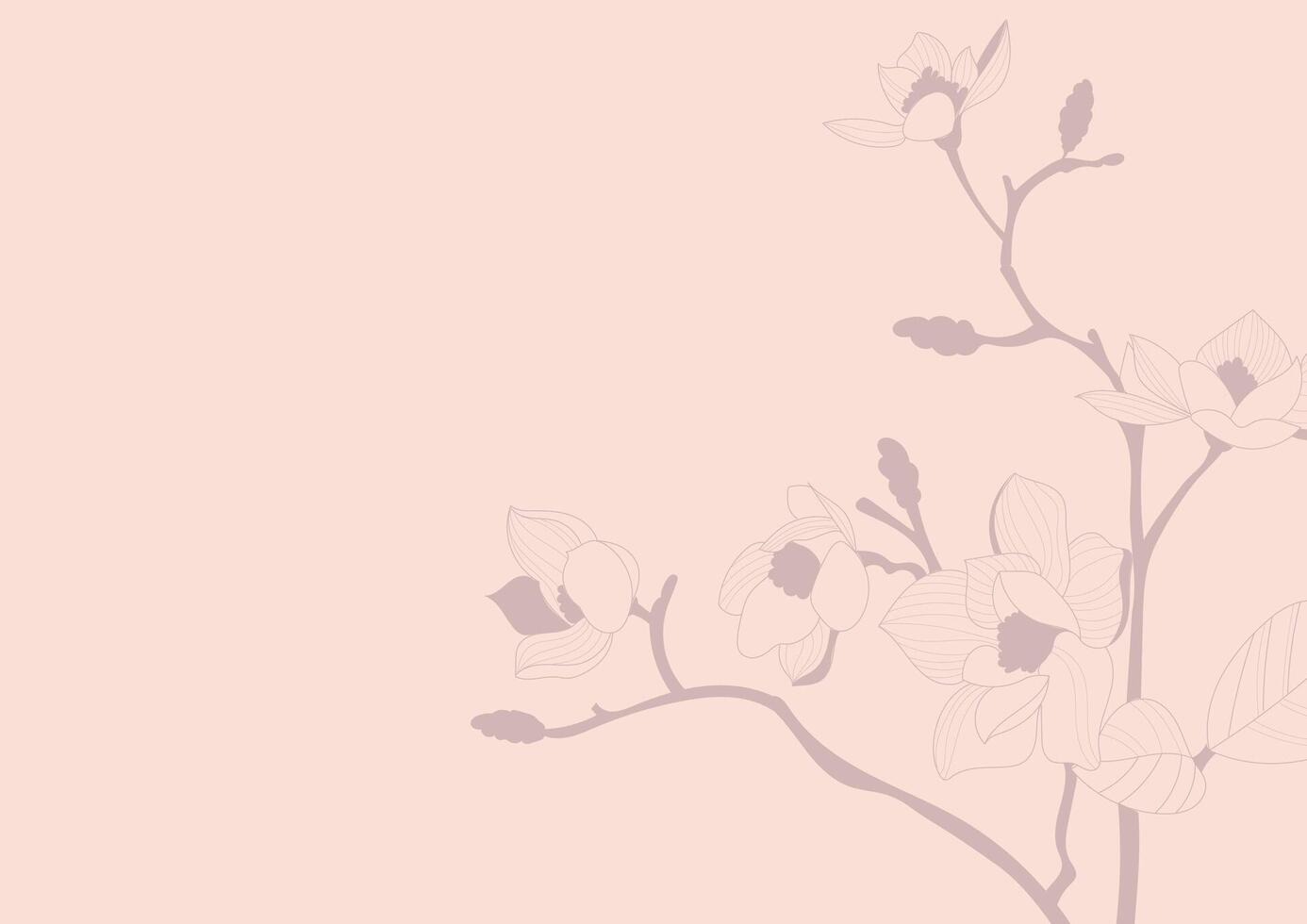 Gentle, desaturated background, cover with floral, botanical elements. Apple or magnolia blossom vector