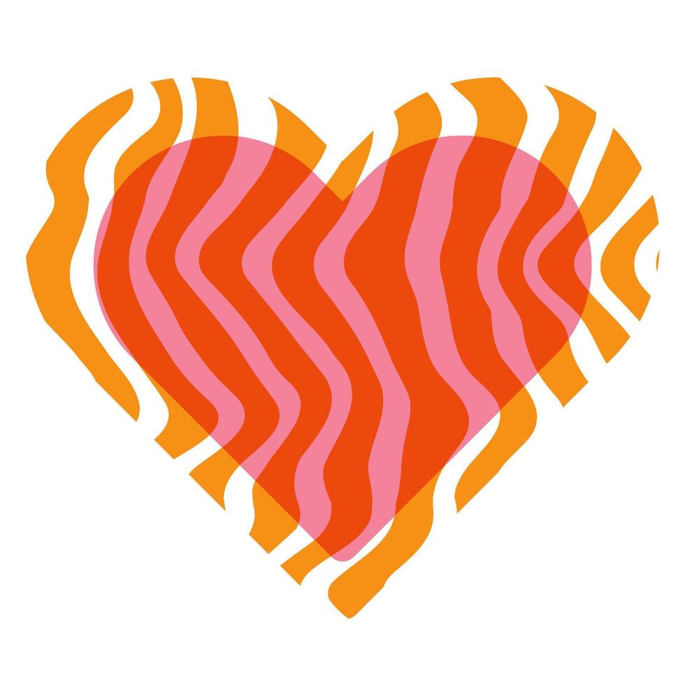 Stylized illustration of a heart. Risographic printing effect vector