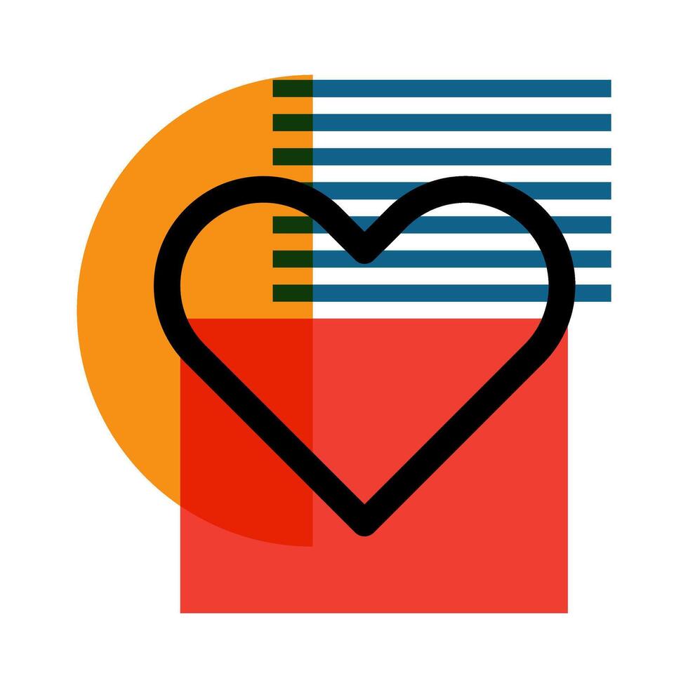 Stylized illustration of a heart. Postcard, poster, banner, design element. Risographic printing effect vector