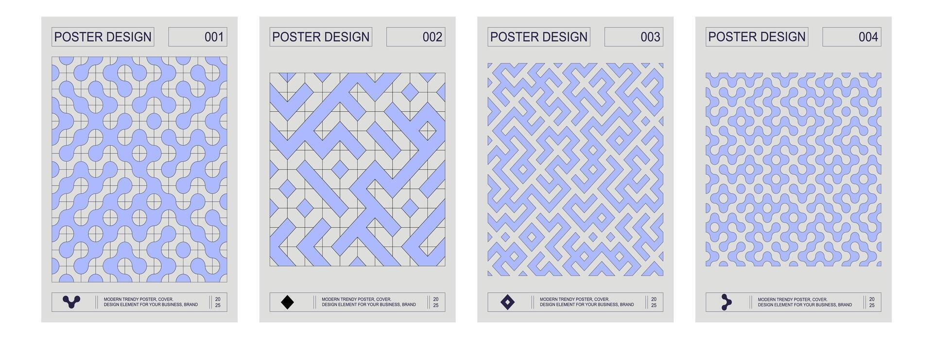 Set of futuristic retro geometric minimalistic posters with geometrical shapes. Modern design vector
