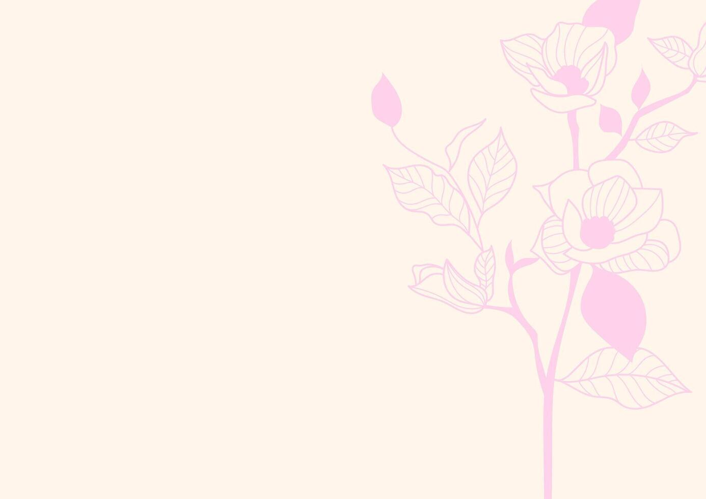 Gentle, desaturated background with pink flowers. Floral, botanical elements. Pastel colors. vector