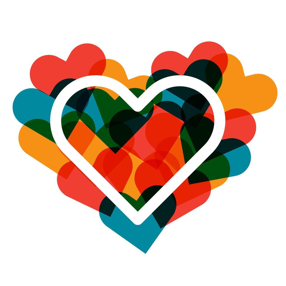 Heart. Postcard, poster, banner, design element. Risographic printing effect vector