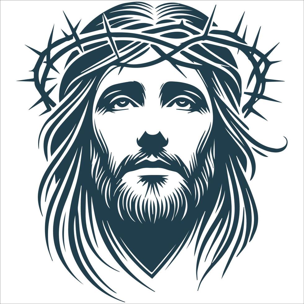 Sacred Savior Jesus Face Silhouette vector