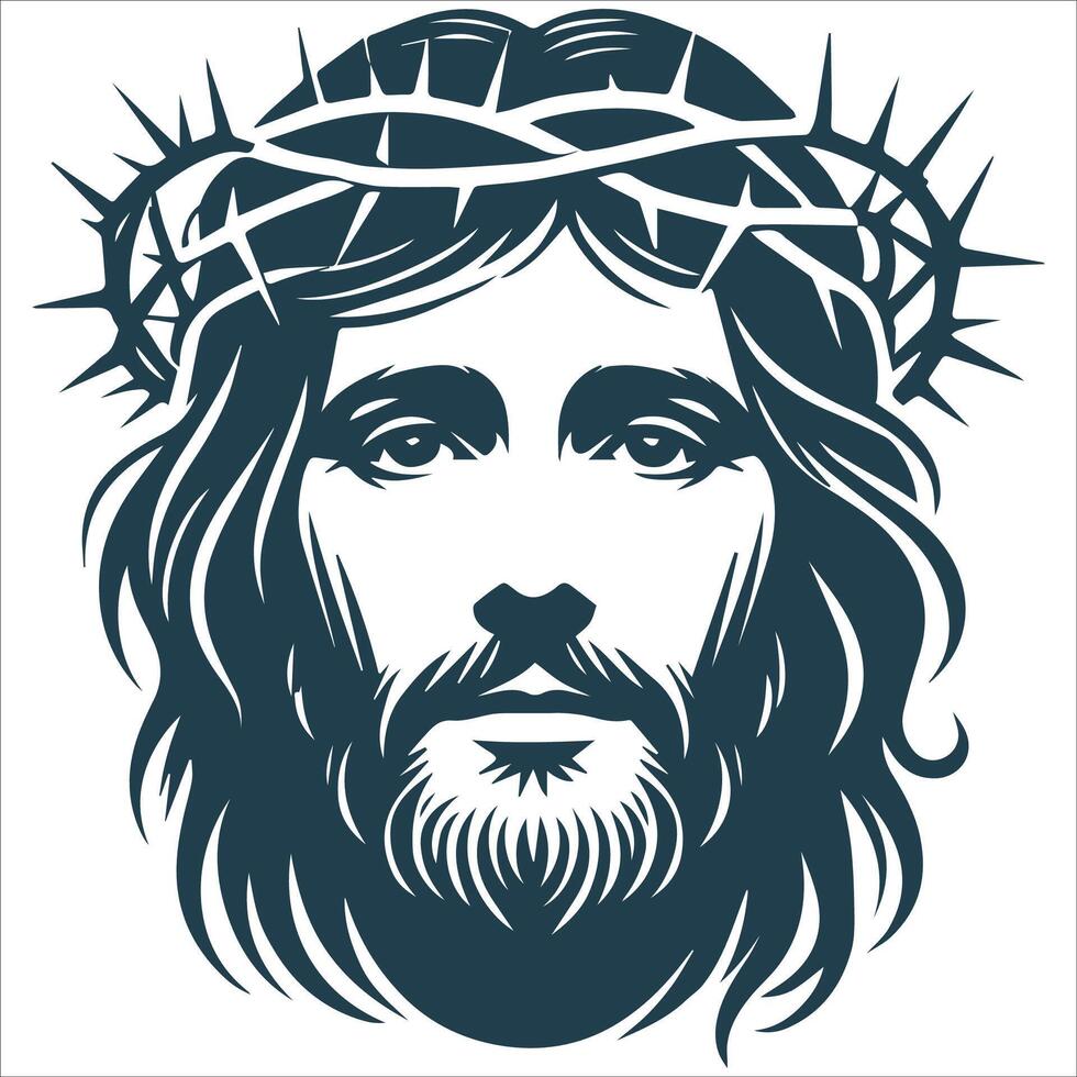Sacred Jesus Christ Face Silhouette vector