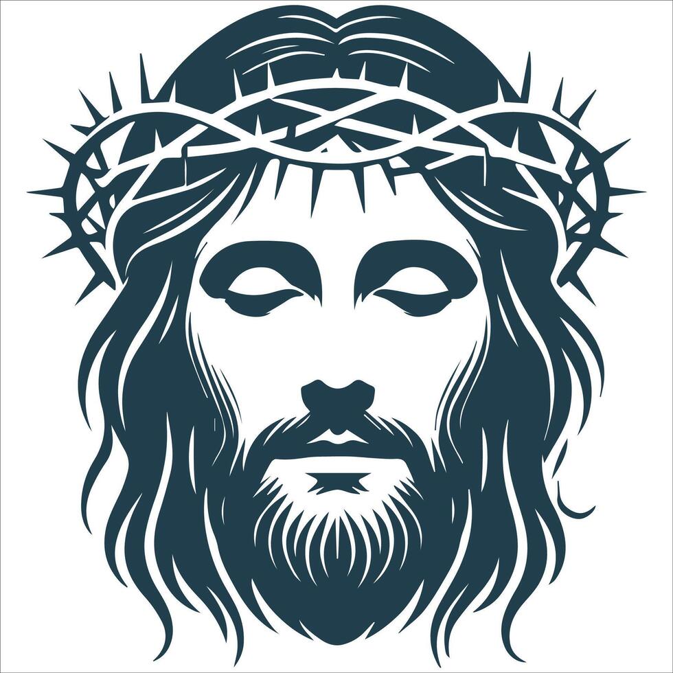 Heavenly Jesus Christ Face Silhouette vector