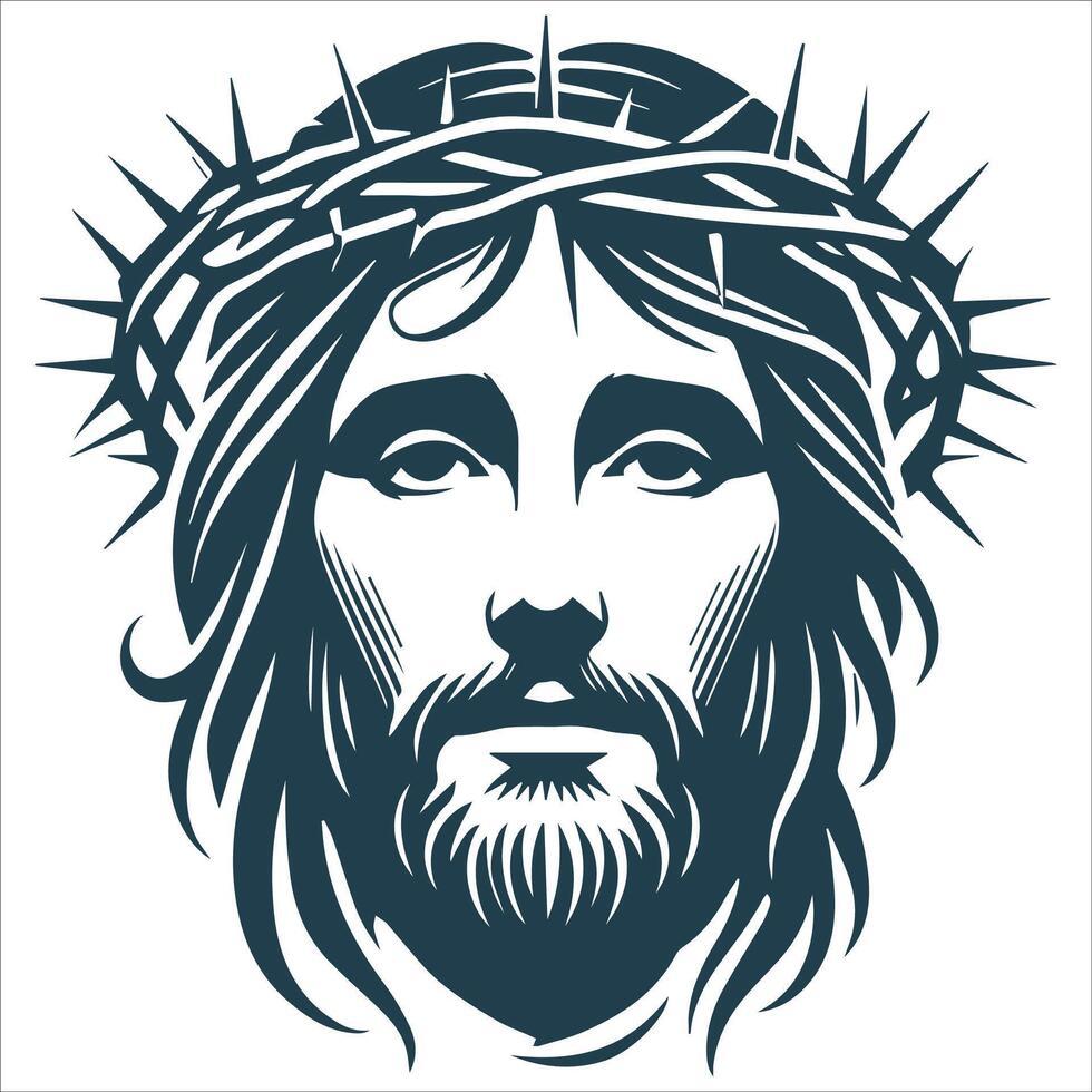 Clean Jesus Christ Face Silhouette Art vector